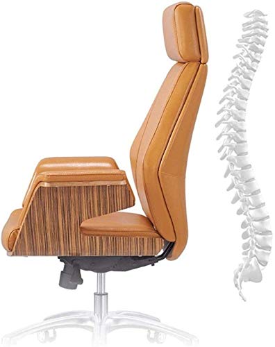 HJW Ergonomic Office Chair Home Leather Office Chair High Back Chair Adjustable Casters Wheeled Chair Armchair,Brown,58X58X96-104Cm