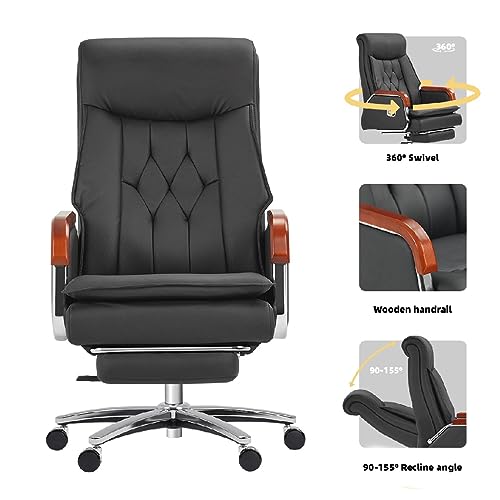 SLNFXC Leather Manager Executive Office Chair Ergonomic Home Chair Fully Reclinable