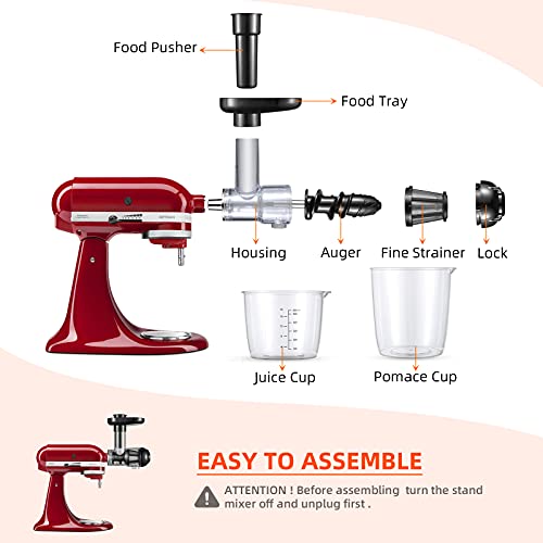 Gdrtwwh Juicer Attachment for All KitchenAid Stand Mixer, Slow Juicer Citrus Juicer Accessories, Chew Juicer Attachment Vegetable and Fruit