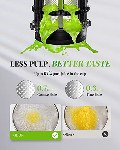 GDOR Cold Press Juicer Powerful Masticating Juicer Machines Easy to Clean Slow Juicer Compact Juice Extractor Machine with High Juice Yield, 600m