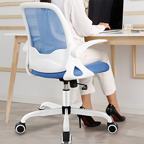 Office Chair, KERDOM Ergonomic Desk Chair, Breathable Mesh Computer Chair, Comfy Swivel Task Chair with Flip-up Armrests and Adjustable Height (9