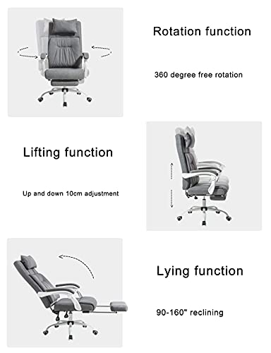 NMDCDH Home Office Chair with Stitched Twill Fabric Works Drafting Chair with Footrest, Gray