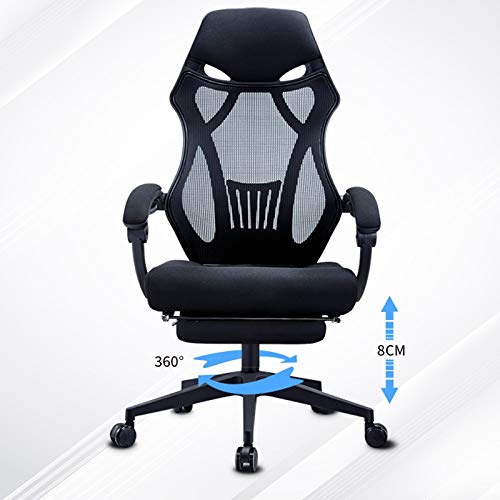 NXYJD Office Recliner Chair, High-Back Desk Chair with Lumbar Support, Height Adjustable Seat, Breathable Mesh Back, Black