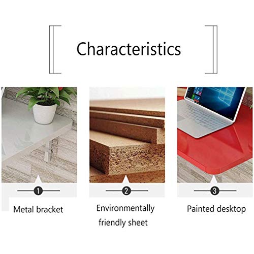 MYYINGELE Folding Wall-Mounted Table, Solid Wood Wall Table, Dining Table, Computer Desk for Small Space, for Office Home Kitchen, Black, 60x40cm