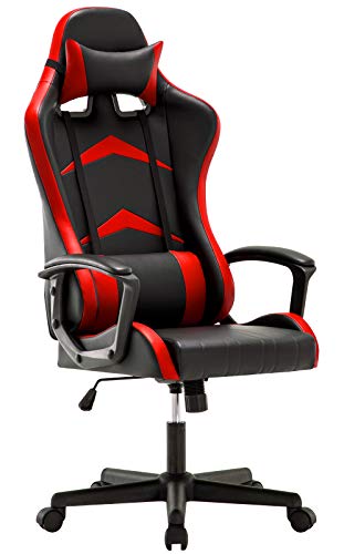 IntimaTe WM Heart Gaming Chair, Ergonomic High Back Office Racing Chair with Armrest, Swivel Leather Desk Chairs with Adjustable Headrest and Lum