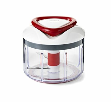 Zyliss E910015 Easy Pull Food Processor, 75cl Capacity, Plastic/Stainless Steel, White/Red, Manual Handheld Food Chopper/Slicer/Blender with Pull