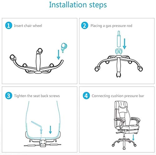 HJW Office Desk Chair Adjustable High Back Ergonomic Recliner Home Office Chairs with Footrest and Lumbar Support Armchair