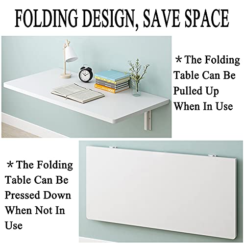 Folding Wall Desk Folding Desk Home Folding Table Space Saving Stable Sturdy Wall Mounted Folding Table for Study, Home, Office, White (Color : W