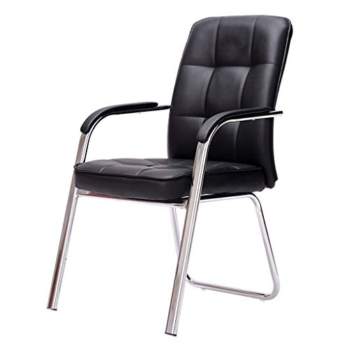 N/A Classic Leather Office Desk Guest Chair with Metal Frame, Comfortable and Breathable, Black