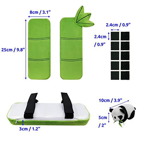 pandaonly 2Pack Panda Bamboo Chair Armrest Pads,Memory Foam Kawaii Chair Armrest Cushion with Panda Toy,Adjustable&Washable Ergonomic Elbow Suppo