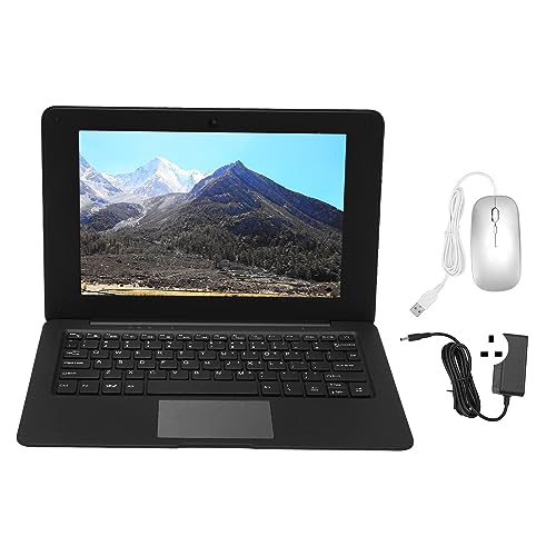Aeun Office Laptop, 10.1 Inch LCD Display 2.4GHz CPU 64G ROM 1 HD 2 USB Dual Core Student Laptop for Family (UK Plug 3G+64G)