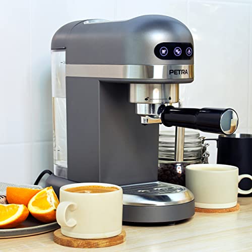 Petra PT5240 Espresso Coffee Machine - Milk Frothing Wand, 1.4L, Single & Double Shot, Stylish & Compact, 15-Bar Pressure, Barista Style Coffee,