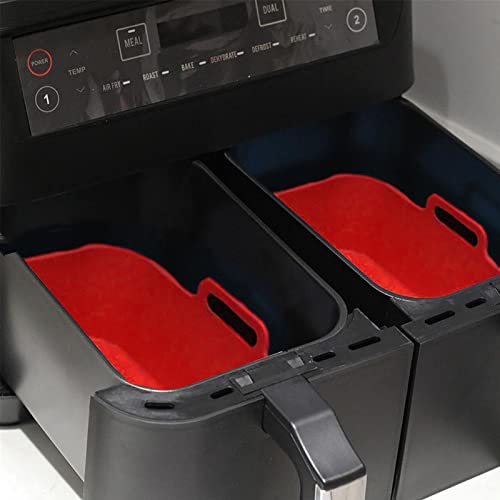SPARES2GO Basket Compatible with Salter Air Fryer EK4548 EK4750 EK5196 Drawer Liner Silicone (Pack of 2, Red)