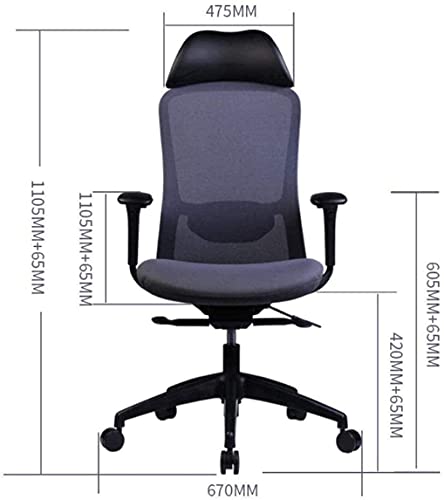 HJW Ergonomic Office Desk Chair Adjustable Mesh Swivel Home Task Chairs with Padded Seat and Armrest Office Chair Armchair