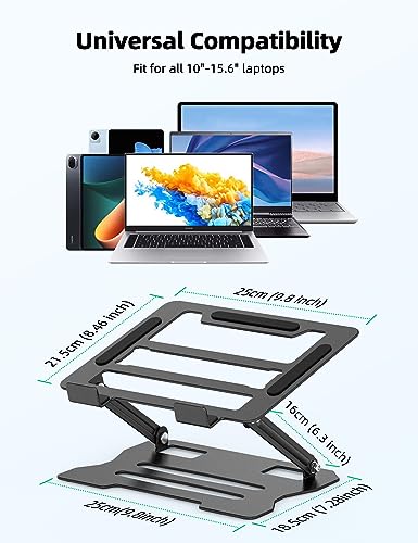Rupoku Adjustable Laptop Stand, Ergonomic Laptop Riser Heat Vent Computer Stand for Desk, Foldable Portable Tablet Notebook Holder for MacBook Pr