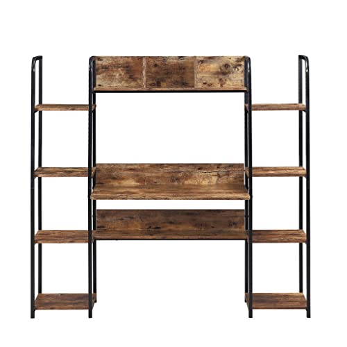 N/A Computer Desk with Locker Computer Workstation with Storage Bookshelf Home Office (Color : A)