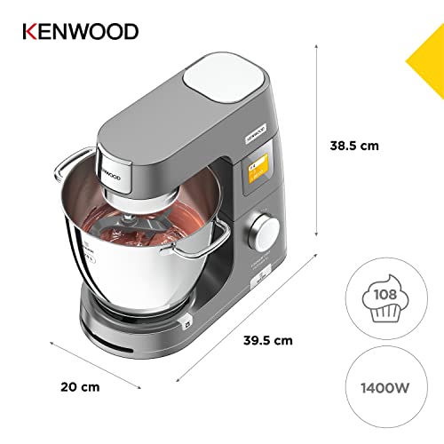 Kenwood Titanium Chef Patissier XL Stand Mixer for Baking- Powerful Food Mixer, With K-Beater, Dough Hook, Whisk, and 2 Bowls 5L and 7L, KWL90.00