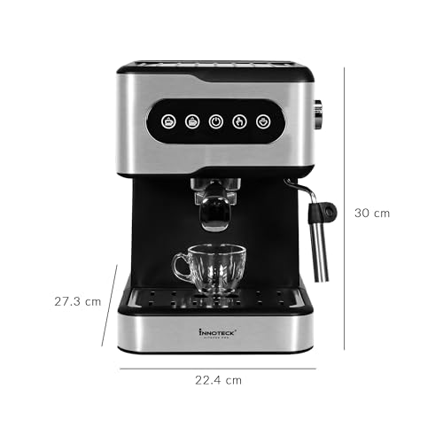 Innoteck Kitchen Pro Barista Deluxe Coffee Maker - Coffee Maker with Milk Frothing Wand & 15 Bar Pump - 1.5L Water Tank - Touch Control - 950W Co