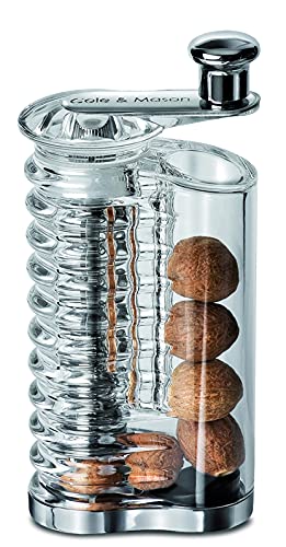 Cole & Mason H101119 Wallis Nutmeg Grinder/Nutmeg Mill, Triple Stainless Steel Serrated Blades, Acrylic, 145 mm, Spices Not Included
