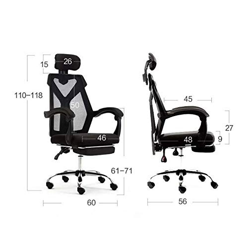 KJHD Ergonomic Adjustable Office Chair with Lumbar Support and Rollerblade Wheels High Back with Breathable Mesh Thick Seat Cushion