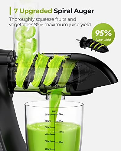 Jocuu Slow Masticating Juicer with Soft/Hard Modes Easy to Clean Quiet Motor & Reverse Function, Cold Press Juicer for Fruit & Vegetable, 90% Jui