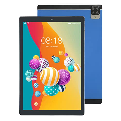 SUNGOOYUE 10.1 Inch 128GB Tablet, 6GB 128GB 10 Core CPU 8800mAh Dual Band 5G WiFi Type C MT6592 Tablet for Android 12-100‑240V (Blue) (UK Plug)
