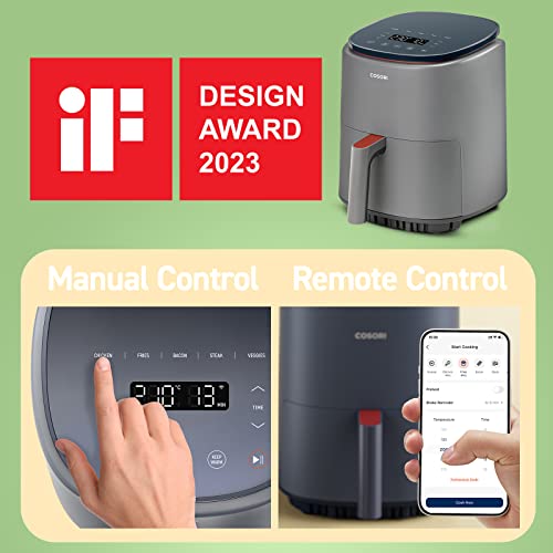 COSORI Air Fryer Lite 3.8L, 75-230℃, Amazon Exclusive, 7 Cooking Functions, Smart Control, 1500W, 1-3 Portions, Free with 110+ Online Recipes Coo