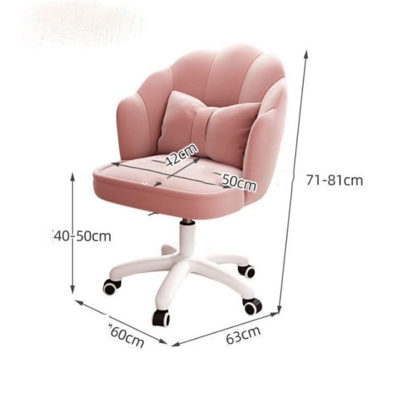 LUKEO Bedroom Dormitory Chair Home Office 360° Swivel Lift Chair Handrail Back Writing Desk Chair Dressing Stool Makeup