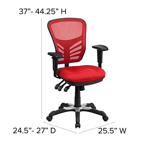 Flash Furniture Office Chair, Metal, Red, 68.58 x 64.77 x 112.4 cm