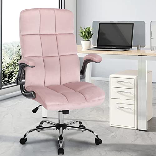 KCREAM Home Office Chair Executive Chair Frabic Computer Desk Chair, High Back Adjustable Tilt Angle and Flip-up Arms and Thick Padding for Comfo