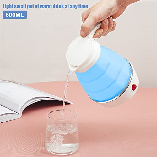 Foldable Electric Kettle, 600ml Portable Electric Food Grade Silicone Water Boiler Mini Electric Quick Boiling Kettle Ideal for Travel Hiking Cam