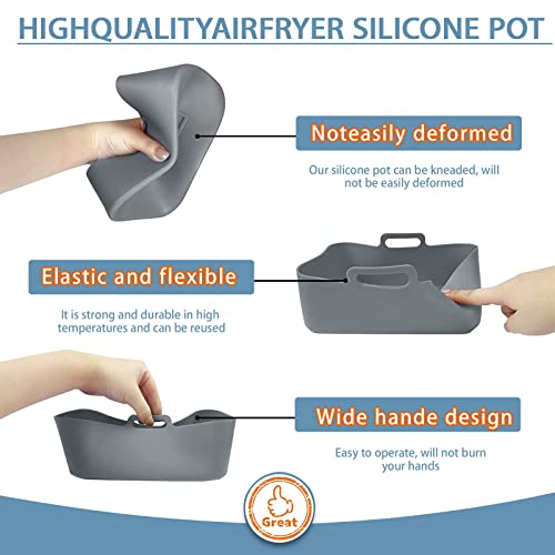 DIFCUL 2PCS Silicone Pot for Ninjas Dual Air Fryer,Silicone Air Fryer Liners,Double Air Fryer Silicone Air Fryer Basket,Reusable Air Fryer Rack(B