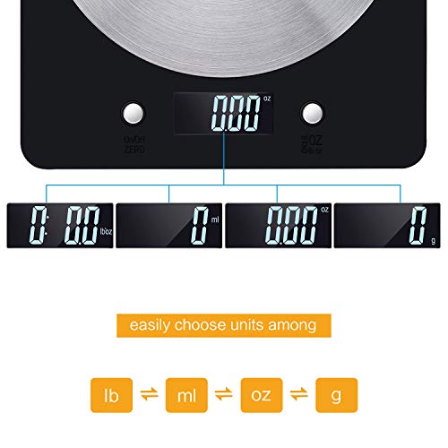 Diyife Digital Kitchen Scale, 11lb/5kg Electronic Cooking Food Scale with LCD Display Stainless Steel Platform Weighing Scale Baking & Cooking Sc