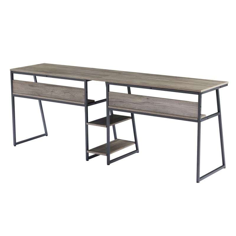 N/A Office Duo Desk Antique Writing Desk Workstation With Open Shelves And Storage Shelves (Color : A)