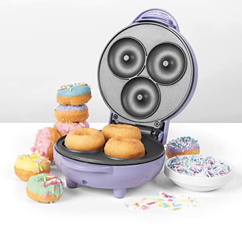 Giles & Posner EK4698GSPP Doughnut Maker - Easy Clean & Non-Stick Plates, Make 3 Mini Donuts, Create Vegan, Breakfast, & Ice Cream Doughnuts For