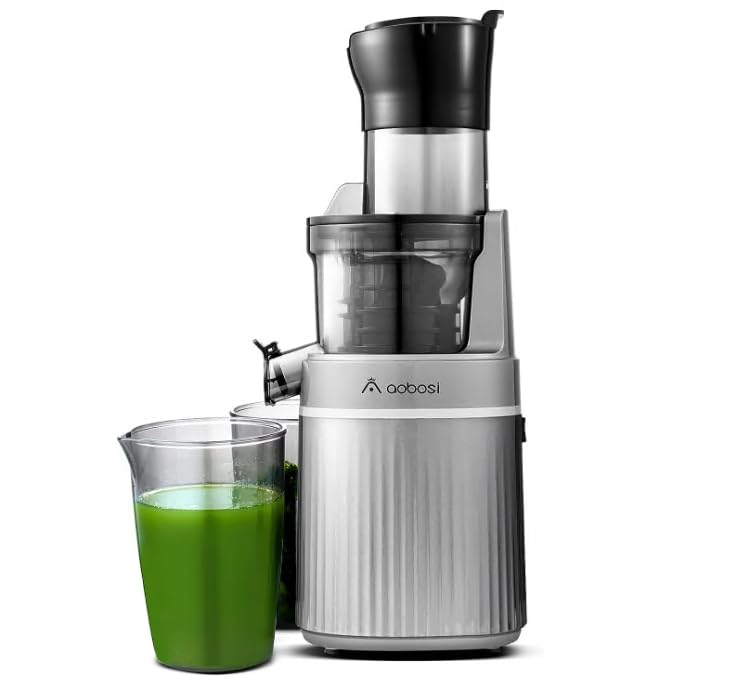 Juicer Machines, Aobosi Slow Masticating Juicer with 8CM Large Feed Chute, Cold Press Juicers for Whole Fruit and Vegetable with Easy to Clean Br