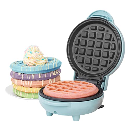 Giles & Posner® EK4214G Mini Waffle Maker, Non-Stick Electric Waffle Machine, 550 W, Compact Snack Maker, Fun Cooking with Power/Ready Indicator