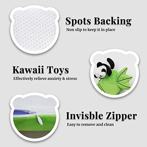 pandaonly 2Pack Panda Bamboo Chair Armrest Pads,Memory Foam Kawaii Chair Armrest Cushion with Panda Toy,Adjustable&Washable Ergonomic Elbow Suppo