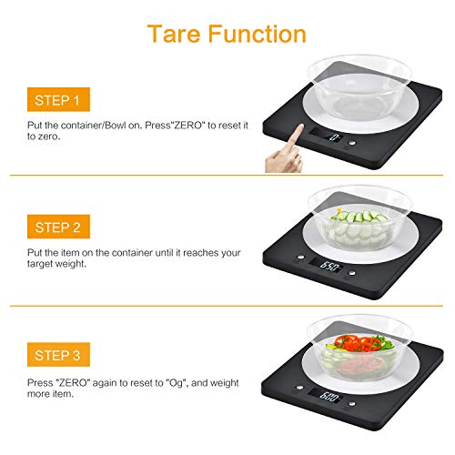 Diyife Digital Kitchen Scale, 11lb/5kg Electronic Cooking Food Scale with LCD Display Stainless Steel Platform Weighing Scale Baking & Cooking Sc
