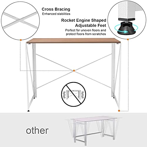 MJWDP Small Folding Study Writing desk for bedroom, portable Space Saving furniture,Collapsible, no assembly