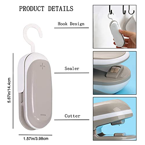 DHinkyoung Bag Sealer with Hook, 2 in 1 Heat Vacuum Sealer Portable Bag Resealer Machine for Cookie Bag Chip Bag Pet Food Bag Kitchen Camping Tra