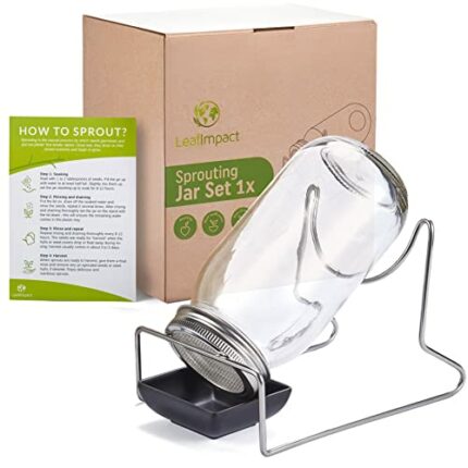 1 Pack Sprouting Jar Kit | Complete Growing Set for Making Sprouts | Easy Organic Sprouts at Home | Indoor Seed Sprouter | Sprout Starter Kit | M