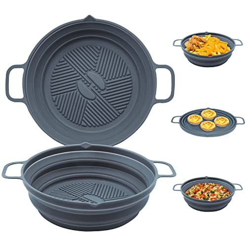 Air Fryer Silicone Liner, 2Pack / 7.5inch Reusable Air Fryer Silicone Pot, Non Stick Air Fryer Liners, Air Fryer Accessories, Round Baking Tray F
