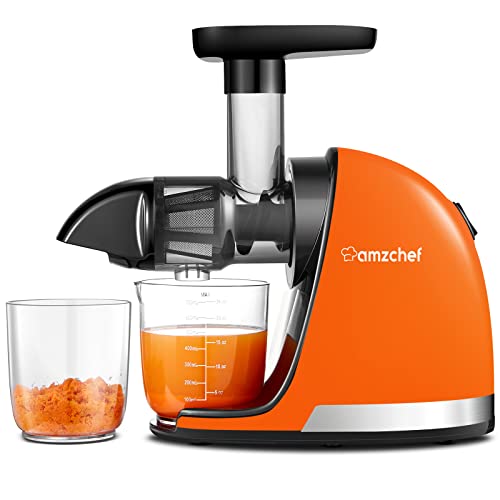 AMZCHEF Juicer Machines - Cold Press Slow Juicer - Masticating Juicer for Whole Fruits and Vegetables - Delicate Chew No Need to Filter - BPA Fre