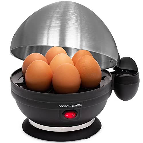 Andrew James Egg Boiler Poacher Electric Cooker with Steamer Attachment for Perfect Soft and Hard Boiled Eggs | up to 7 Egg Capacity | Water Meas