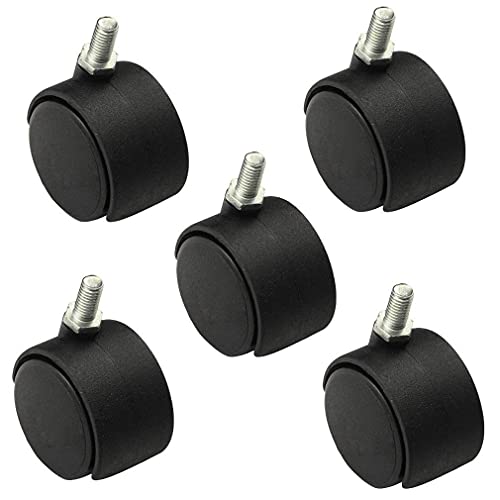 SKOAJAS Plate Casters 5pcs Office Chair Caster Nylon Plastic Replacement Furniture Wheels,Smooth Rolling,Protect Floors,Capacity 100KG,with Threa