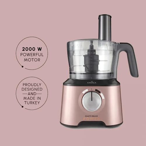 Karaca Mastermaid Power Food Processor Set, Multifunctional 10-in-1 2000W, 1L Food Chopper, Blender, Mixer, Ice Crushing, Nonslip Stand, Large Ca