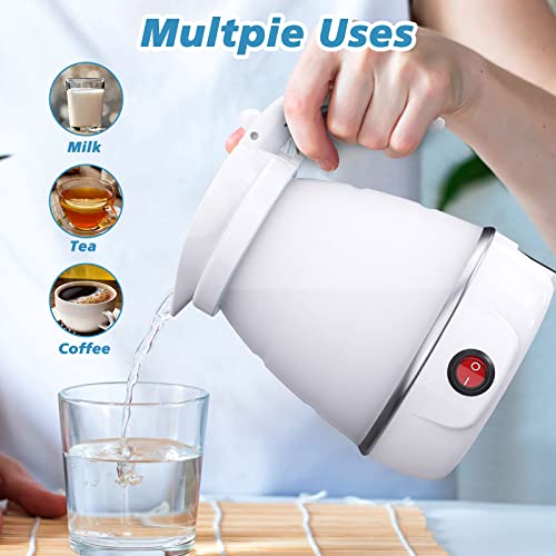 Foldable Electric Kettle, Camping Kettle, Mini Travel Kettle, Silicone Electric Water Boiler, Tea Coffee Maker, Portable Coffee Kettle with Separ