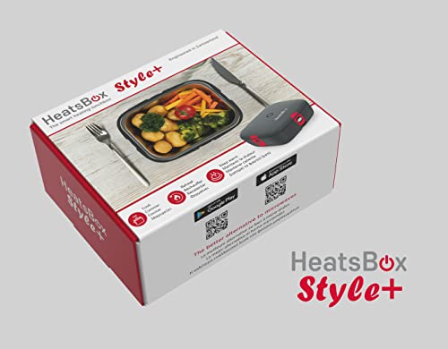 HeatsBox Style+ App Controlled Electric Lunch Box Food Heater, 100 Watt Food Warmer with 925ml Leak-Proof Stainless Steel Bowl, Transport Lid, Gr