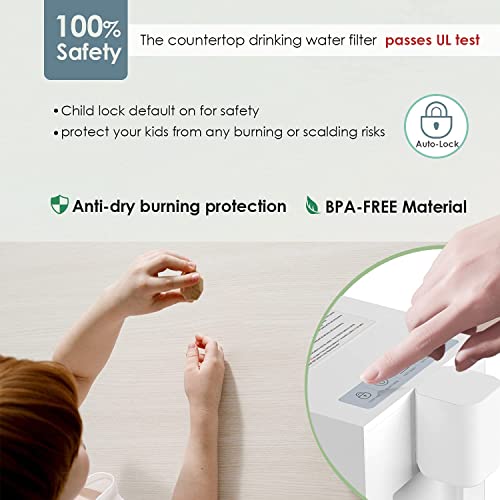 FRIZZLIFE T900 Instant Hot Water Dispenser with Filter, Countertop Water Filter System, 4 Temperatures, Large Capacity, High Temp Safety Lock, Ze